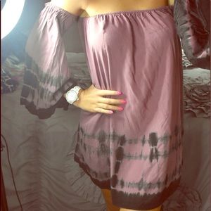 she + Sky brand purple and black tie dye dress